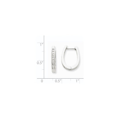 14k White Gold Real Diamond Hoop Earrings