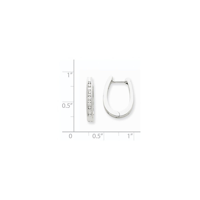 14k White Gold Real Diamond Hoop Earrings