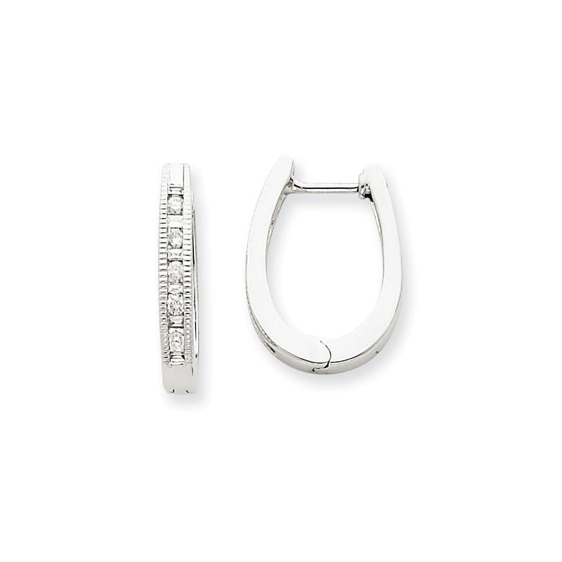 14k White Gold Real Diamond Hoop Earrings