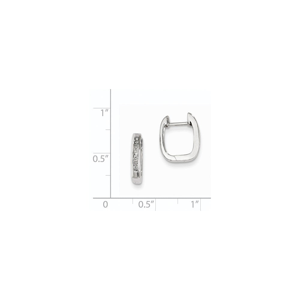 14k White Gold Real Diamond Square Hoop Earrings