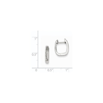 14k White Gold Real Diamond Square Hoop Earrings
