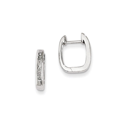 14k White Gold Real Diamond Square Hoop Earrings