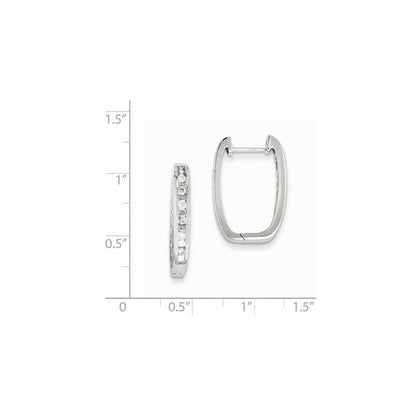 14k White Gold Real Diamond Square Hoop Earrings