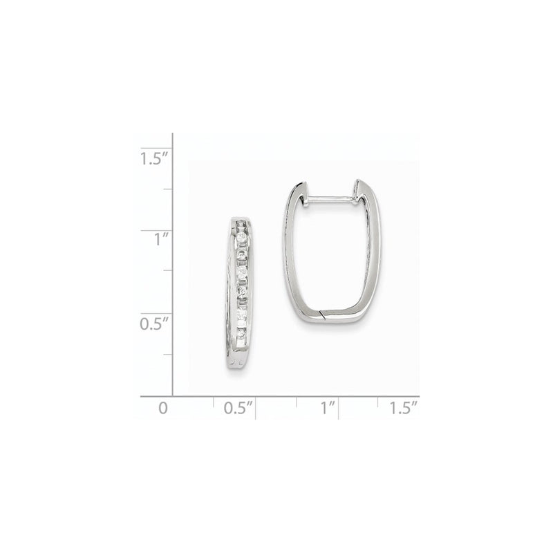 14k White Gold Real Diamond Square Hoop Earrings