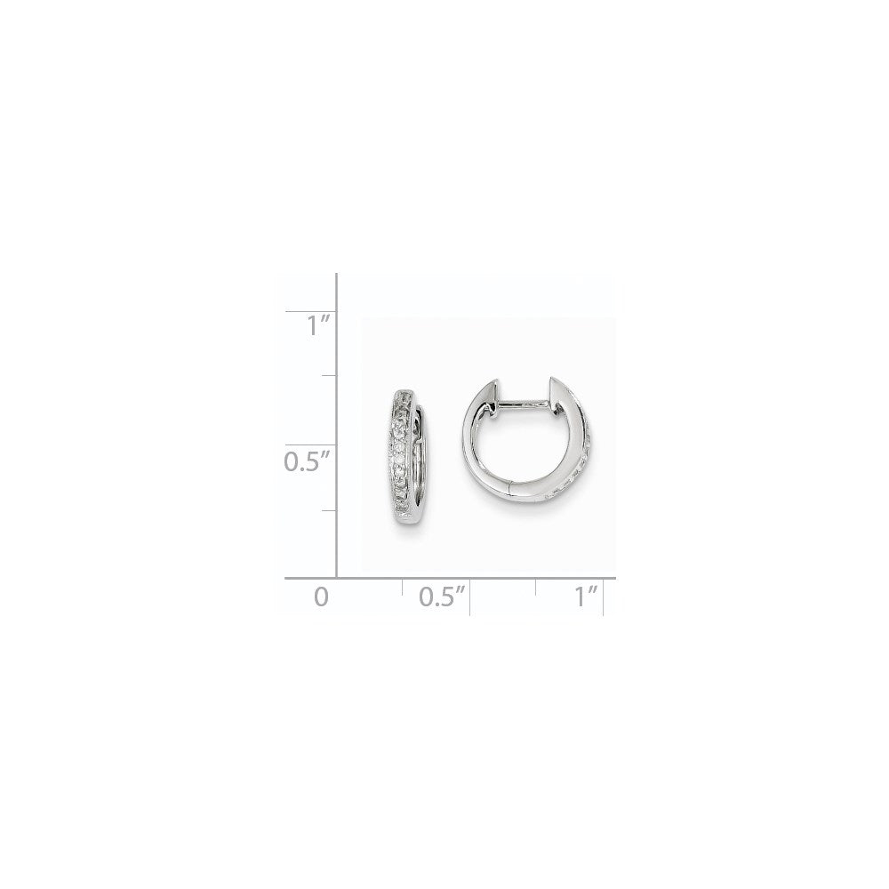 14k White Gold AA Real Diamond Hinged Hoop Earrings