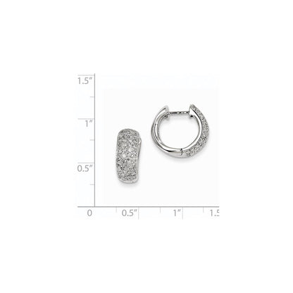 14k White Gold Real Diamond Hinged Hoop Earrings