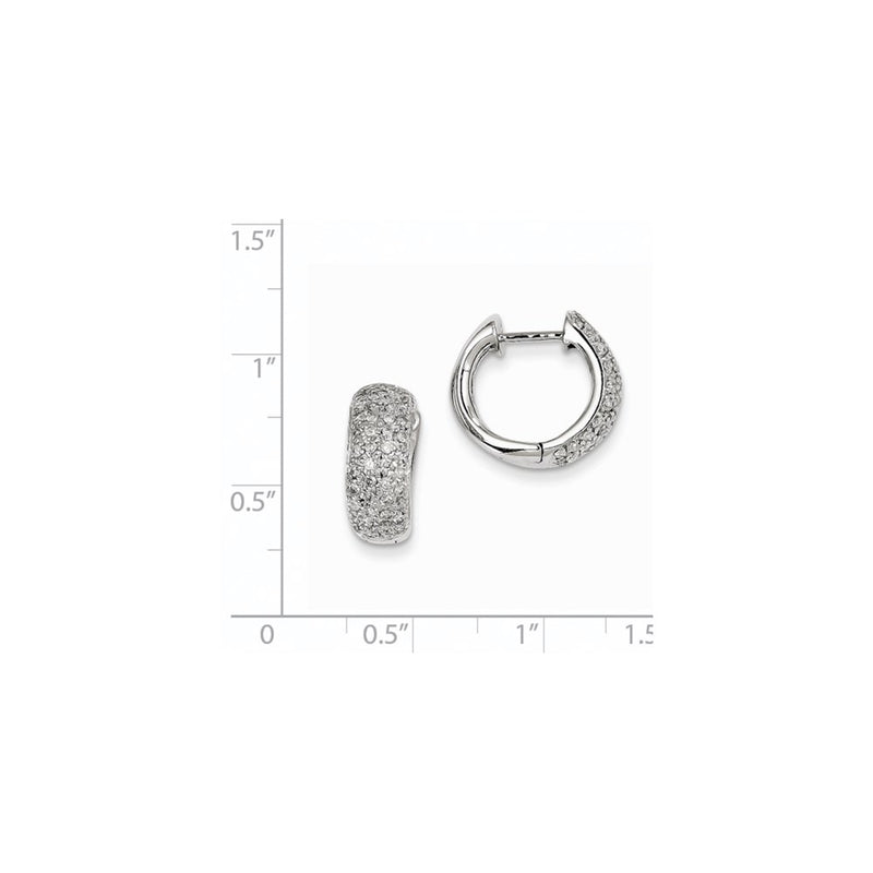 14k White Gold Real Diamond Hinged Hoop Earrings