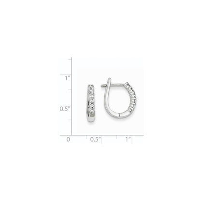 14k White Gold Real Diamond Hinged Hoop Earrings