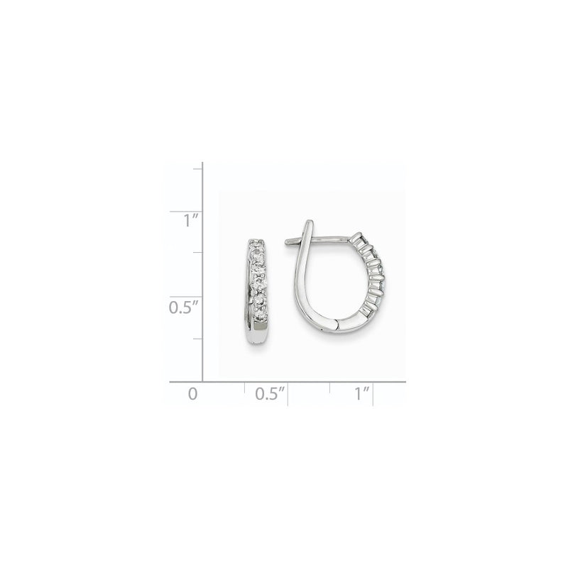 14k White Gold Real Diamond Hinged Hoop Earrings
