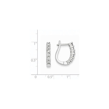 14k White Gold Real Diamond Hinged Hoop Earrings