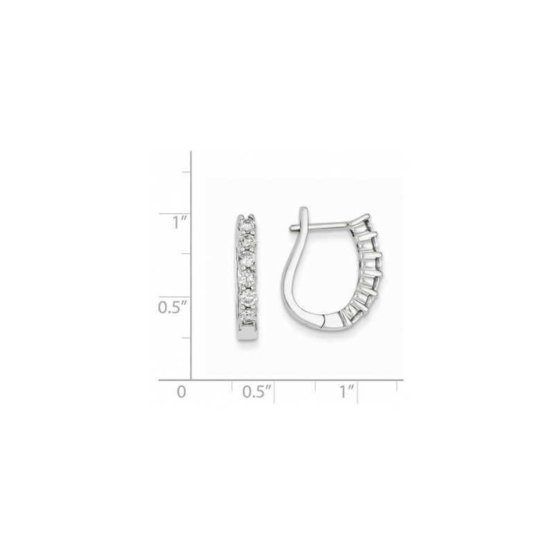 14k White Gold Real Diamond Hinged Hoop Earrings