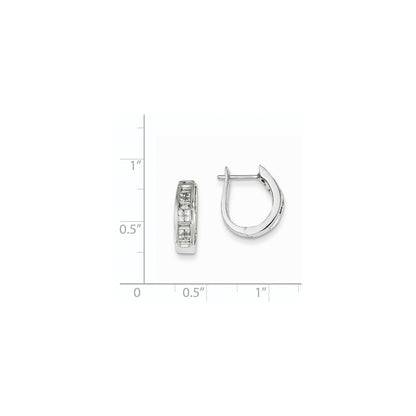 14k White Gold Real Diamond Hinged Hoop Earrings