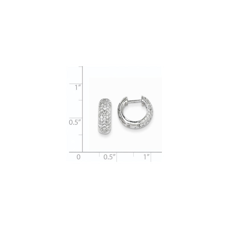 14k White Gold Real Diamond Hinged Hoop Earrings