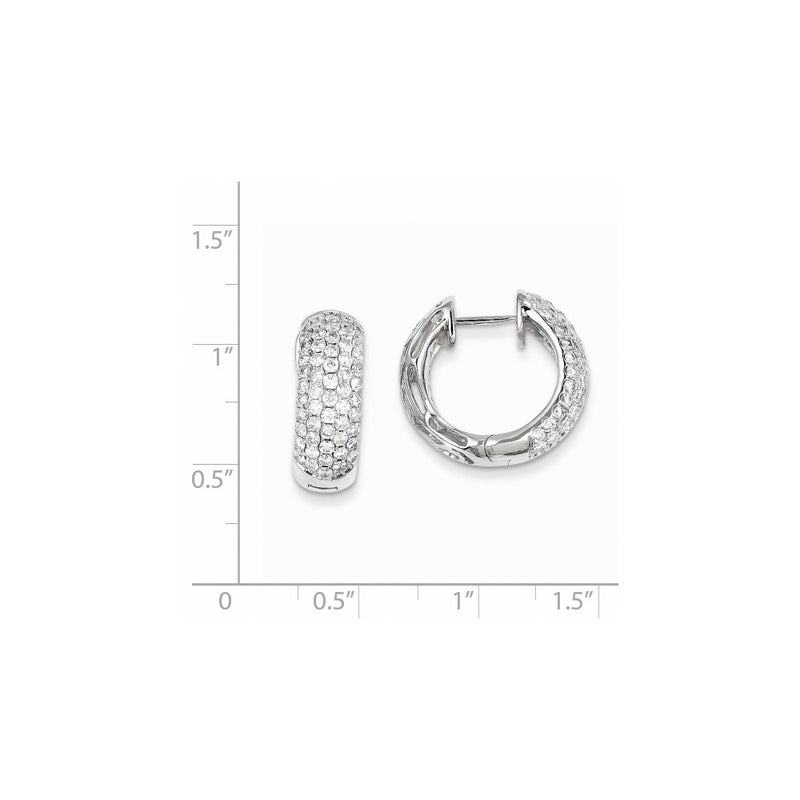 14k White Gold Real Diamond Hinged Hoop Earrings
