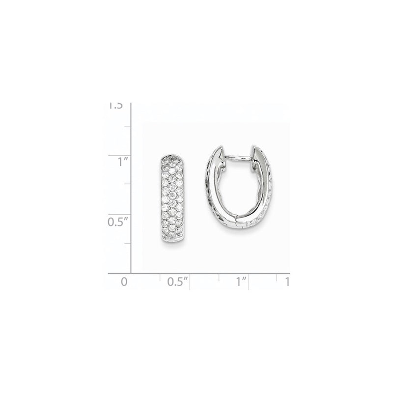 14k White Gold Real Diamond Hinged Hoop Earrings