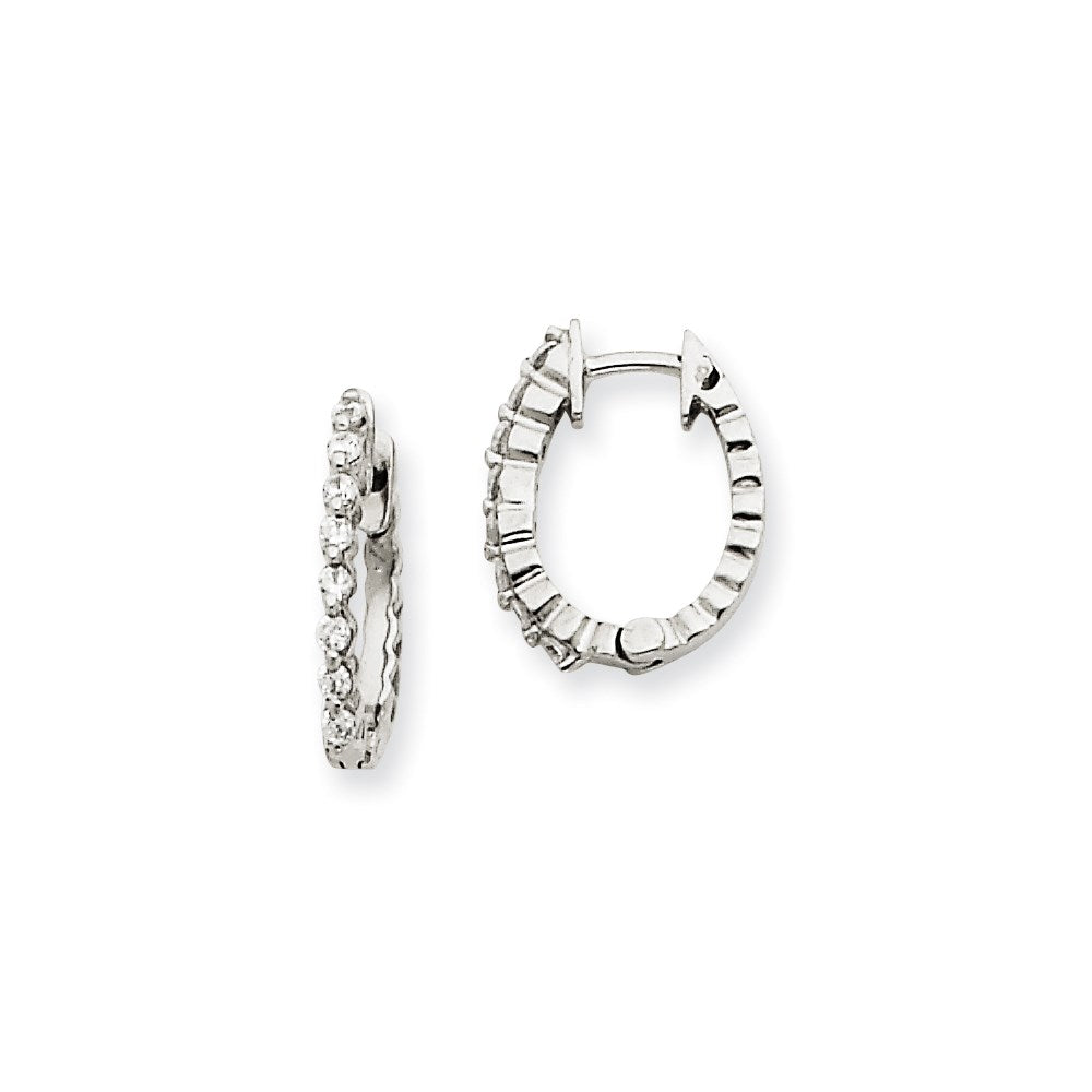14k White Gold VS Real Diamond Hinged Hoop Earrings