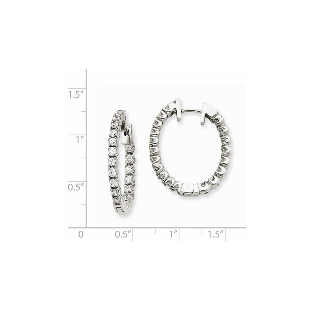 14k White Gold AA Real Diamond Hinged Hoop Earrings