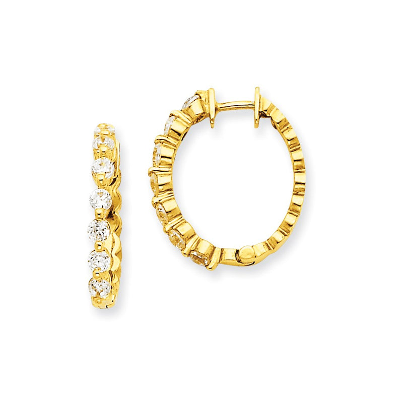 14k Yellow Gold Real Diamond Hinged Hoop Earrings