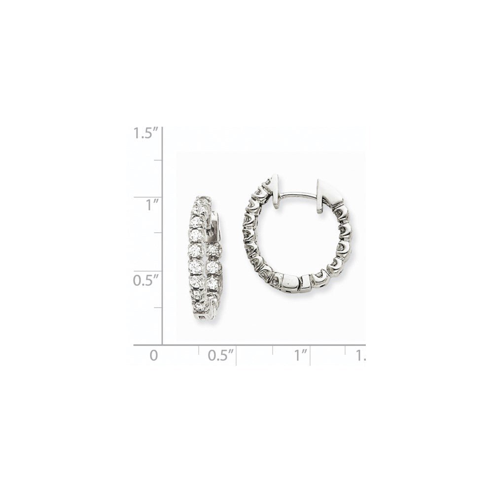 14k White Gold AA Real Diamond Hinged Hoop Earrings