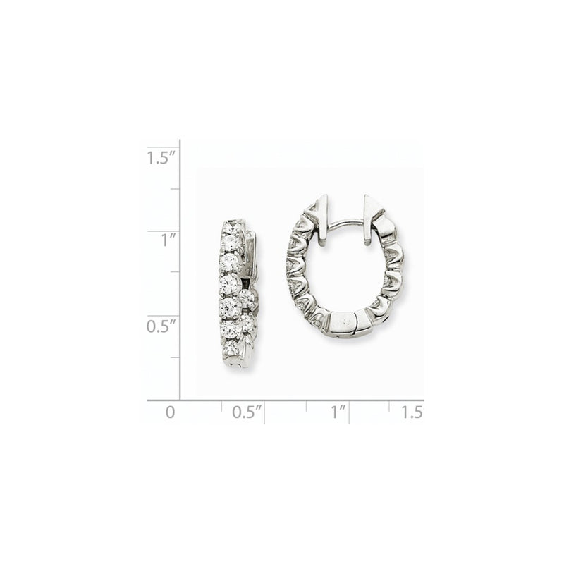 14k White Gold A Real Diamond Hinged Hoop Earrings