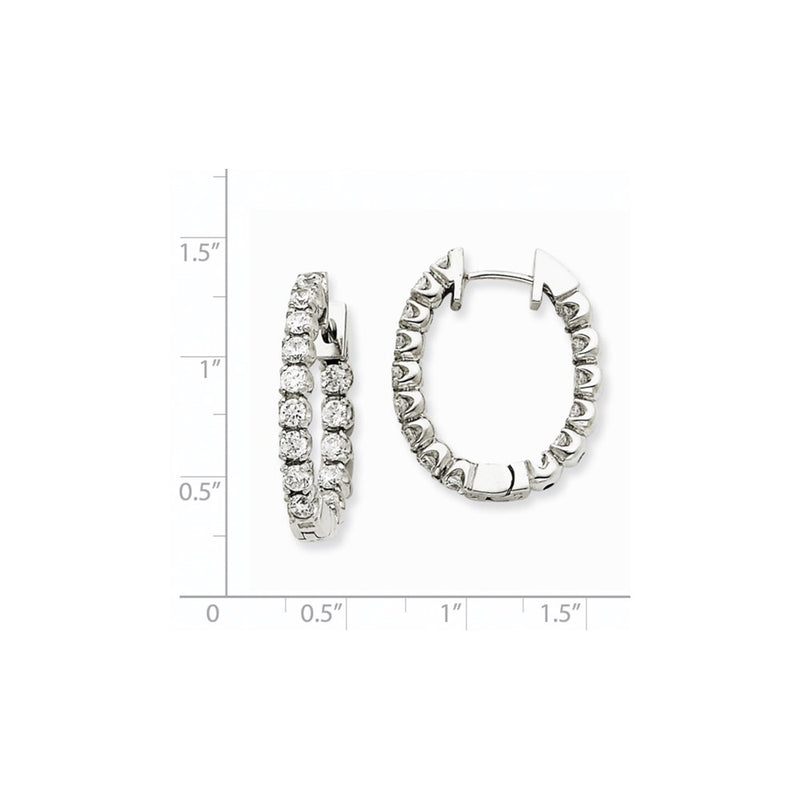 14k White Gold A Real Diamond Hinged Hoop Earrings