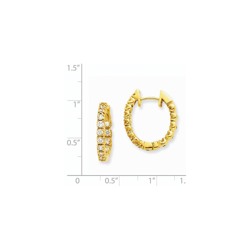 14k Yellow Gold Real Diamond Hinged Hoop Earrings XE1347AA
