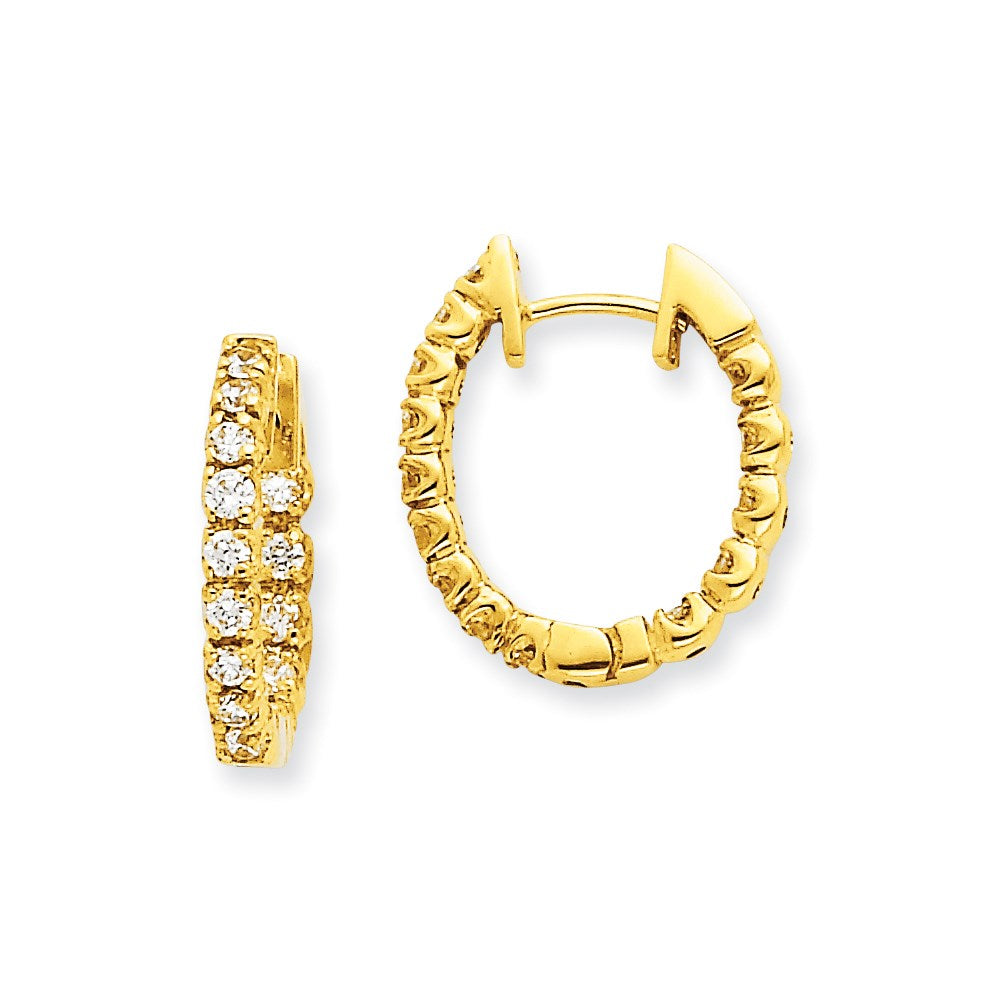 14k White Gold VS Real Diamond Hinged Hoop Earrings