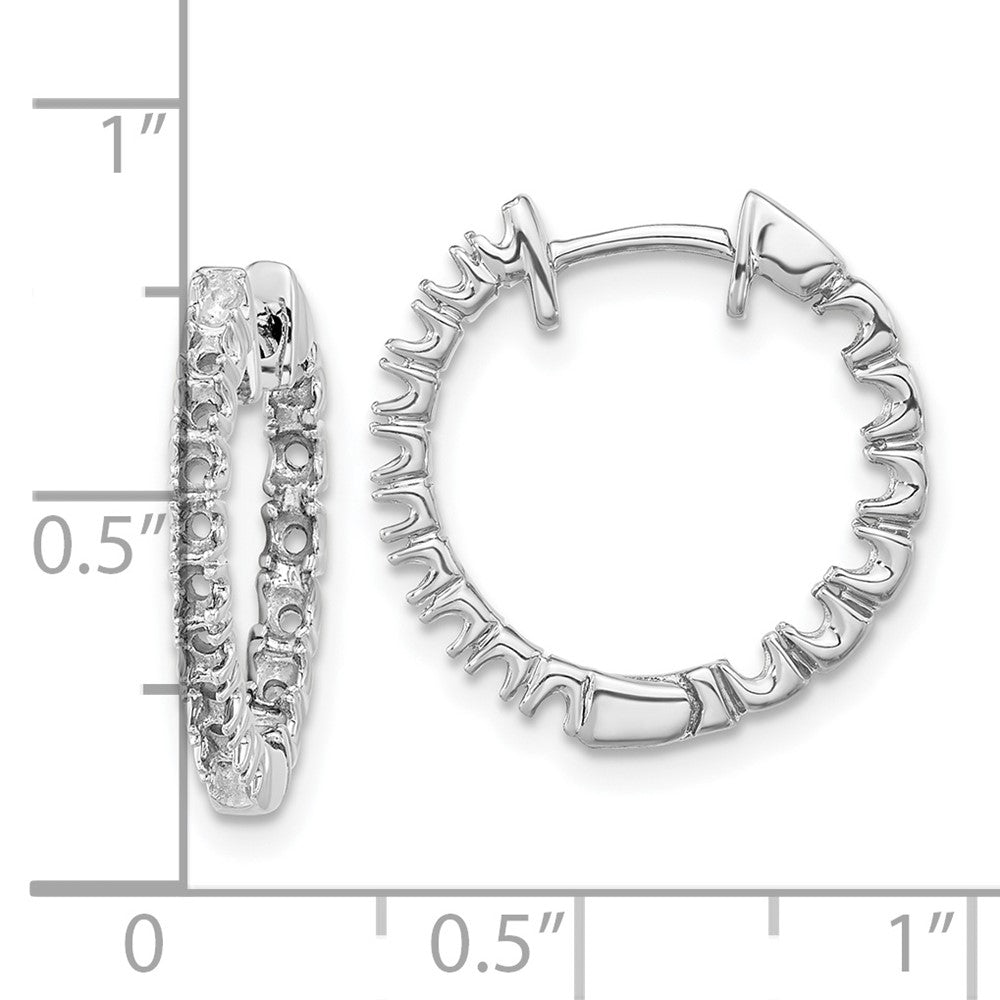 14k White Gold AAA Real Diamond Hinged Hoop Earrings