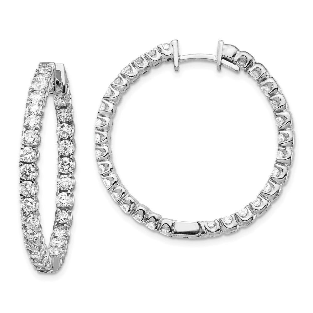 14k White Gold VS Real Diamond Hinged Hoop Earrings