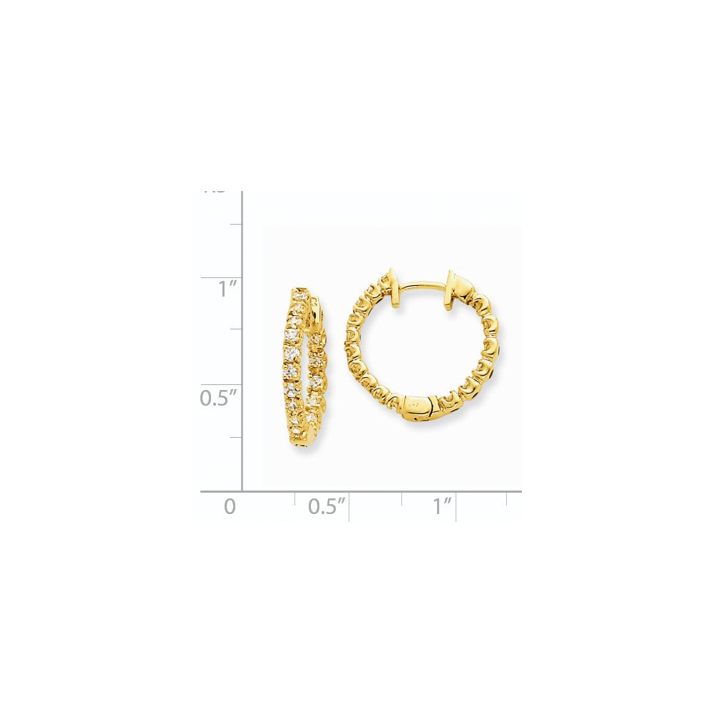 14k Yellow Gold Real Diamond Hinged Hoop Earrings XE1355AA