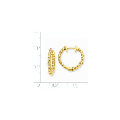 14k Yellow Gold Real Diamond Hinged Hoop Earrings XE1355AA