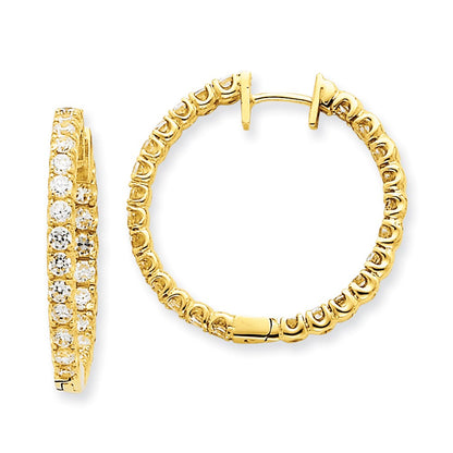 14k Yellow Gold Real Diamond Hinged Hoop Earrings XE1357A
