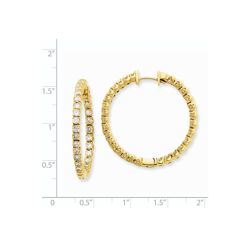14k Yellow Gold Real Diamond Hinged Hoop Earrings XE1358AA
