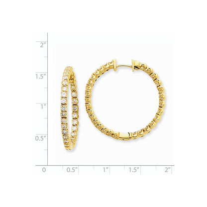 14k Yellow Gold Real Diamond Hinged Hoop Earrings