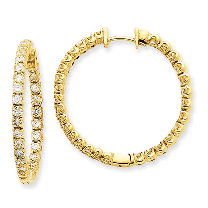 14k Yellow Gold Real Diamond Hinged Hoop Earrings