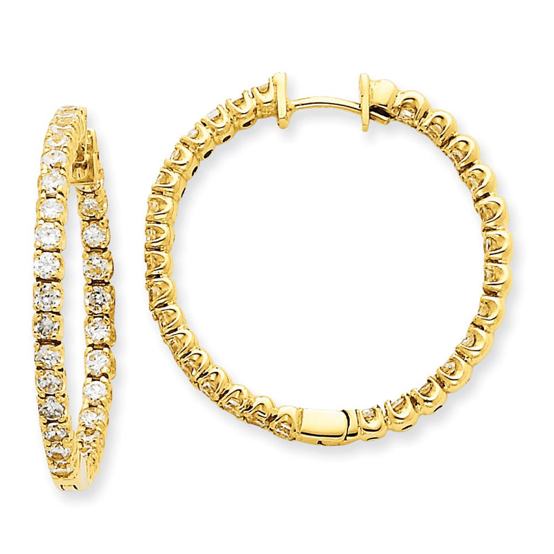 14k Yellow Gold Real Diamond Hinged Hoop Earrings