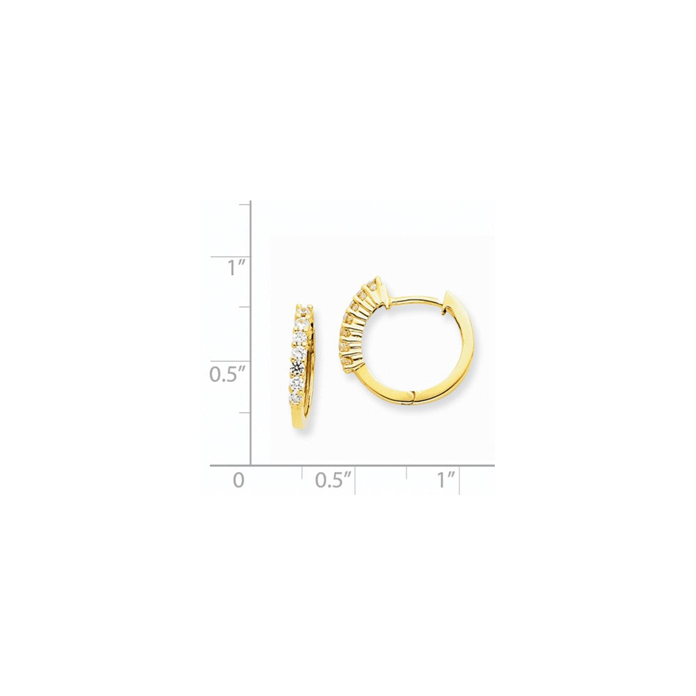14k Yellow Gold Real Diamond Hinged Hoop Earrings