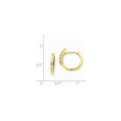 14k Yellow Gold Real Diamond Hinged Hoop Earrings