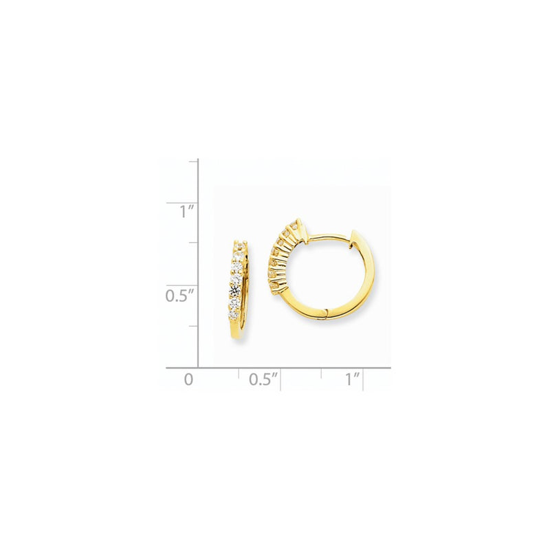 14k Yellow Gold Real Diamond Hinged Hoop Earrings