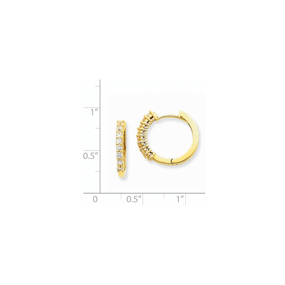 14k Yellow Gold Real Diamond Hinged Hoop Earrings
