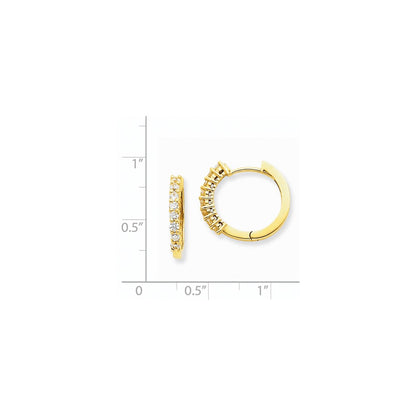 14k Yellow Gold Real Diamond Hinged Hoop Earrings
