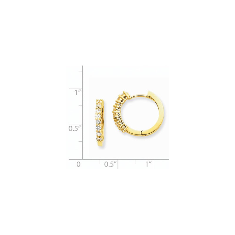 14k Yellow Gold Real Diamond Hinged Hoop Earrings