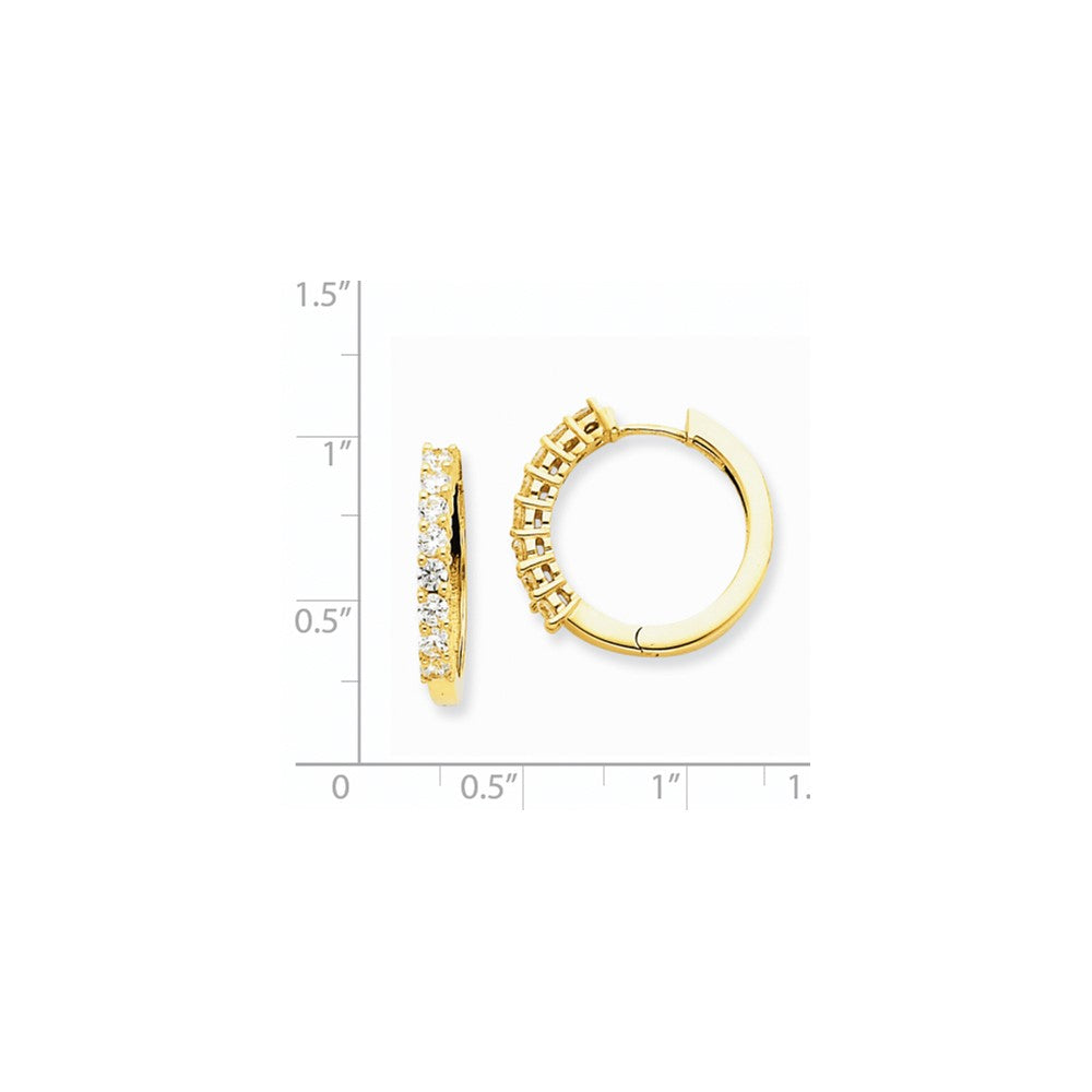 14k Yellow Gold Real Diamond Hinged Hoop Earrings