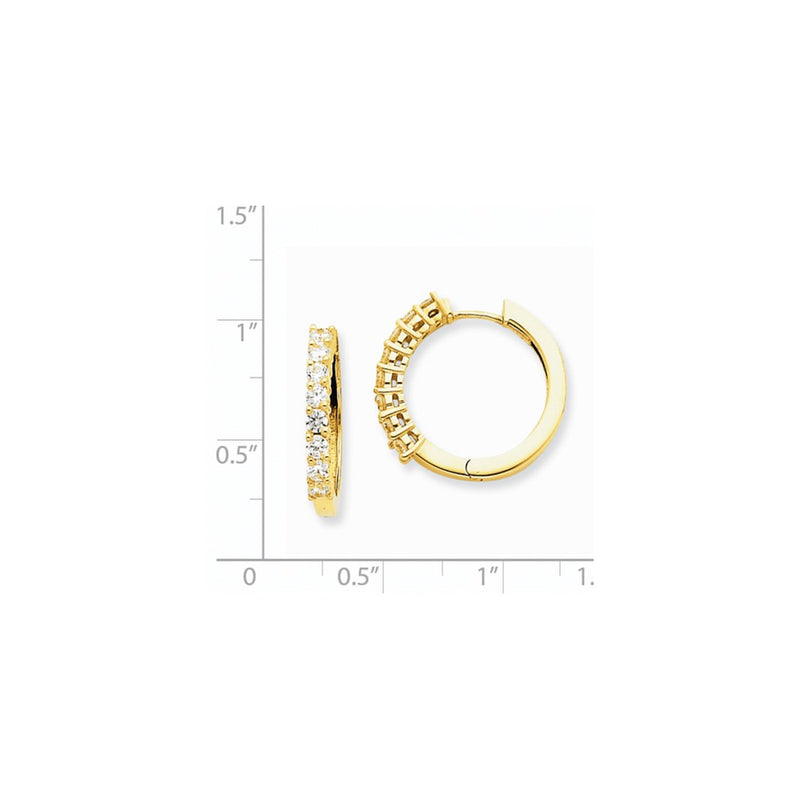 14k Yellow Gold Real Diamond Hinged Hoop Earrings