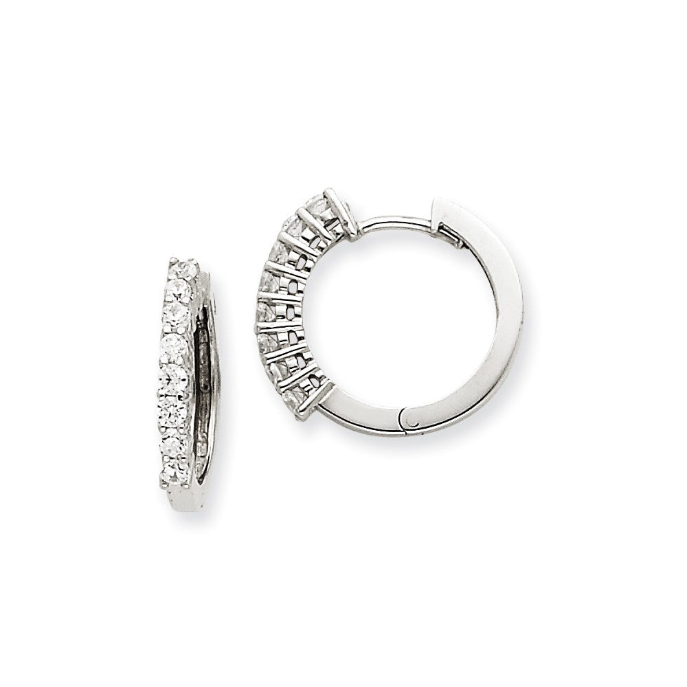 14k White Gold VS Real Diamond Hinged Hoop Earrings