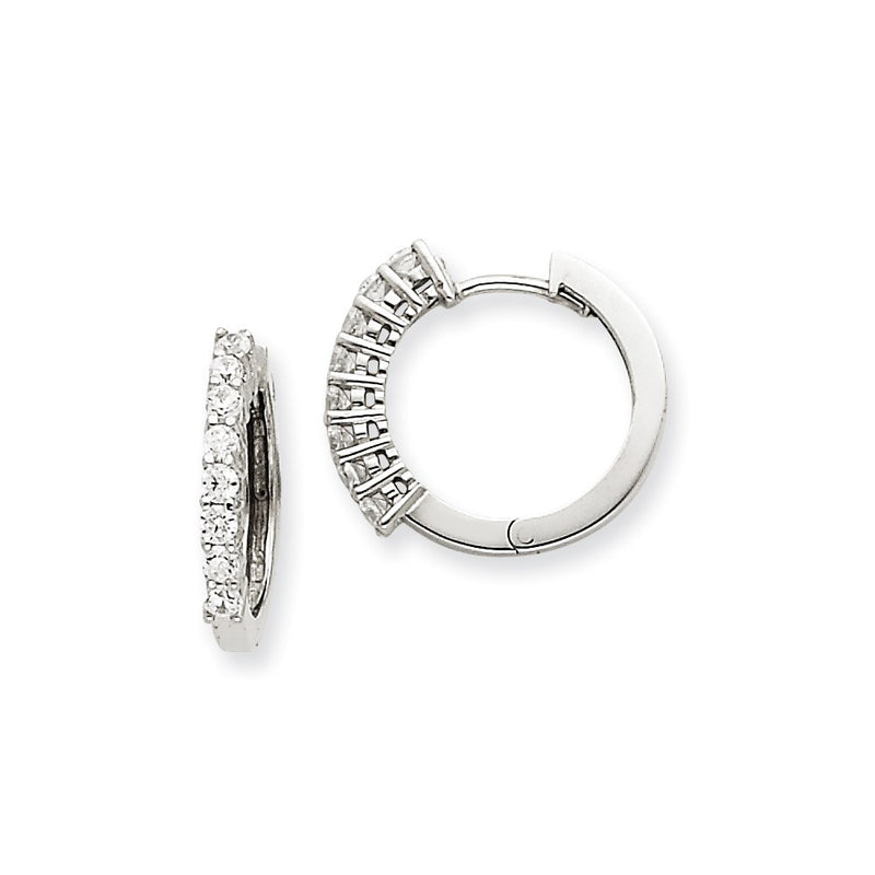 14k White Gold VS Real Diamond Hinged Hoop Earrings