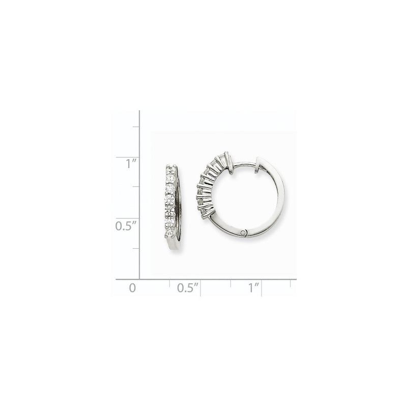 14k White Gold AAA Real Diamond Hinged Hoop Earrings