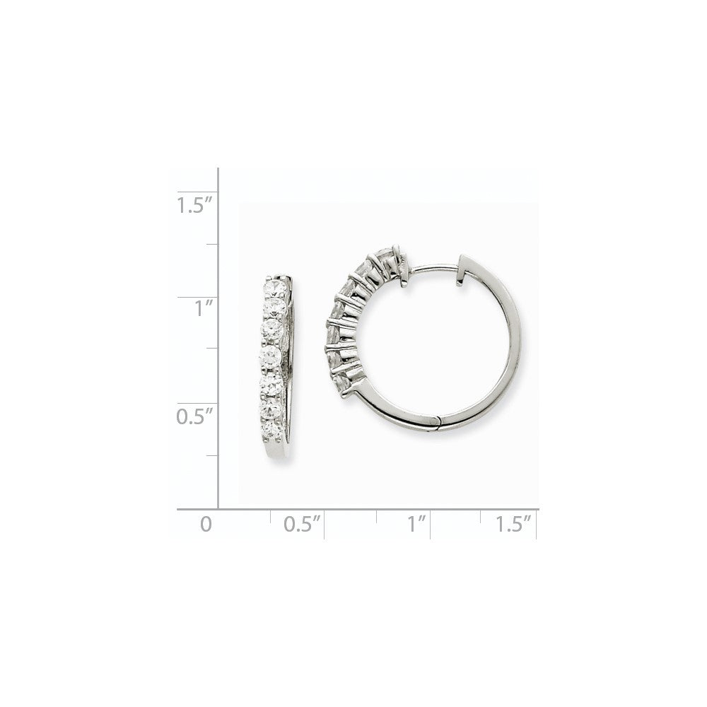 14k White Gold A Real Diamond Hinged Hoop Earrings