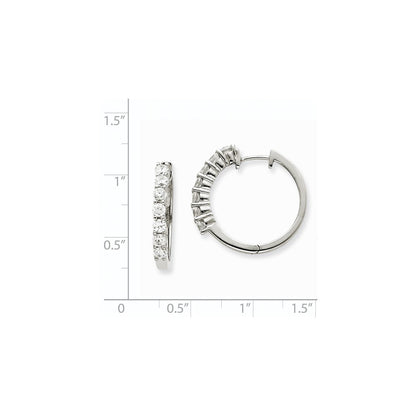 14k White Gold A Real Diamond Hinged Hoop Earrings