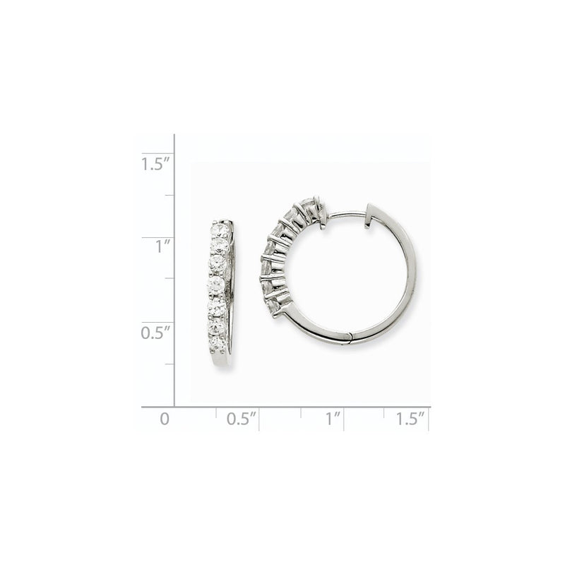 14k White Gold A Real Diamond Hinged Hoop Earrings